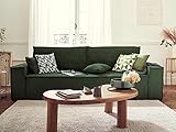 Bestmobilier Dellia – 3-Sitzer Sofa mit Schlaffunktion – mit Bettkasten – aus Cord – zeitgenössischer Stil Grün