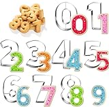 Zahlen Ausstecher, 9 Stück Ausstechformen Zahlen 0-9, Edelstahl Digitaler Keksausstecher, Fondant Cookie Cutter, DIY Backform Zahlen, Schulanfang Ausstechform, Kuchen Kekse Ausstechform