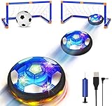 SUNNOW Air Power Fußball - Wiederaufladbar Hover Fussball Indoor Fußball mit 2 Tore LED-Licht Schaum Stoßstangen Schwebender Fussball Kinderspielzeug Geschenk für 3 4 5 6 7 8 9 10 Kinder Innen Außen