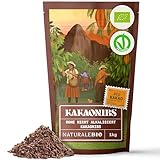 NaturaleBio Roh Kakao Nibs 1Kg. Organic Raw Cacao Nibs. Rohkost, natürlich und rein. Produziert aus der Theobroma Pflanze. Quelle für Magnesium, Kalium und Eisen.