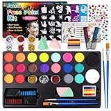 Janolia Gesichtsfarbe Kinderschminken Set, Bodypainting Farben für Theaterschminke, Kinderschminke Wasserbasis, 20 Farben Faschingsschminke Face Paint, Ideal Kinderschminke Set für Halloween Karneval