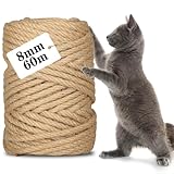 CIOXSOIO Sisalseil für Kratzbaum 8mm x 60m, Natur Sisal Schnur für DIY Katzen Kratzsaule Kratzseil, Dekoration Haushalt, Garten, Handarbeiten