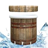 B&Y Faltbare Erwachsene Badewanne mit Abdeckung, 80cm Ø Large Eisbaden Tonne Aufblasbare Eisbad für Athleten und Sportler, 377L Freistehende Ice Tub Eisfass für Kaltwassertherapie