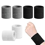 Schweißband, 6 Stück Sport Wristbands, Fitness Arm Schweißband, Atmungsaktiv Schweissband Handgelenk, Schwarz, Weiß, Grau