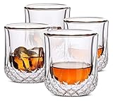 Whisky-Dekanter, doppelwandige Whisky-Gläser, Cocktailgläser, Scotch-Gläser, altmodisches Glas, Rocks-Glas, Kristallgläser, Wodka-Gläser, Trinkgläser, Geschenke, 4er-Set Whisky-Set Wa