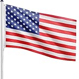 FLAGMASTER Teleskop Fahnenmast Aluminium 6,50m, 5-Fach höhenverstellbar, 30 Verschiedene Fahnen zur Wahl, Komplettset mit Bodenhülse