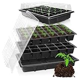 com-four® 8-teiliges Anzucht-Set, Set mit Wasserwannen, Gewächshausdeckel und Topfplatten mit 96 Zellen zum Anziehen von Pflanzen im Innenbereich (08-teilig - Anzuchtset 38x25cm)