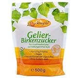 Birkengold Gelier Birkenzucker (Xylit), 500g | für 1,5 kg Früchte | 3 Teile Frucht : 1 Teil Gelierzucker | ohne Zucker | vegan | mit europäischem Xylit aus Birken- und Buchenrinde