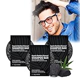 2024 Neue Graues Haar umkehren Bar 60g Bambuskohle Schwarze Seife für Graues Haar Anti Gray Bar Spartan Grey Hair Reverse Bar Haarseife gegen Graue Haare Grau Glanz Haar Revitalisierungsbar (3PC)