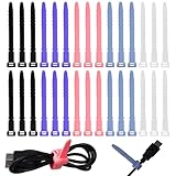 30 Stück,Wiederverwendbare Kabelbinder 11,3cm Silikon Kabelbinder,Elastische Silikonkabel, Mehrzweck Ladekabel Organizer für Ladekabel USB-Kabel Kopfhörer Stifte,Zuhause,Büro,Küche（5 Farben）