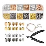 Quetschperlen für die Schmuckherstellung – Quetschrohre für Ohrringe mit Zange, tragbares Schmuckherstellungs-Set für die Reparatur von Armbändern, Frauen, Halsketten, Ohrringprojekten