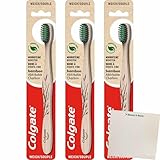 usy Bundle für Colgate Zahnbürste Bamboo Aktivkohle Weich 3er Pack (3Stk) + usy Block
