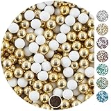 EinsSein 1kg Schokokugeln Mix mini weiss-gold metallic 1 cm | Gastgeschenke Hochzeit, Taufe, Kommunion, Weihnachten perfekt für Reagenzgläser | Alternative für Schokolinsen, Hochzeitsmandeln