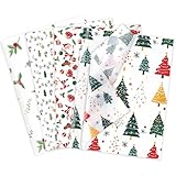 Larcenciel Seidenpapier Weihnachten, 60 Blatt Rot Grün Seidenpapier Verpackungsmaterial zum Geschenktüten & Verpacken, Festliche Geschenkpapier mit Weihnachtsmann & Baum für Neujahr Party DIY 50x35CM