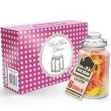 BigDean Bonbonglas Bonboniere Bonbonglas mit deckel in Geschenkbox Vorratsgläser Spülmaschienfest Candy Bar Gläser (6x 1300ml)