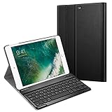 Fintie Tastatur Hülle für iPad 9.7 Zoll 2018 2017 / iPad Air 2 / Air 1 - Ultradünn leicht Schutzhülle Keyboard Case mit magnetisch Abnehmbarer drahtloser Deutscher Bluetooth Tastatur, Schwarz