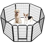 Yaheetech Welpenlaufstall 8 Gitter je 80 x 100 cm,Hundelaufstall Mit automatischer Verriegelung, Freilaufgehege Hundezaun Für Hund, Katze, Welpe, Kaninchen, Hühner