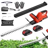 Akku-Heckenschere und -Schneider, leicht, 21 V, elektrische Heckenschere mit 2 x 3000 mAh, 51 cm Doppelklinge, inklusive Werkzeugtasche, Akku-Heckenschere zum Schneiden von Hecken