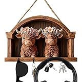 Schlüsselanhänger - 11,81 x 7,87 Zoll Bauernhof Holz Kleiderbügel Dekoration | Schlüsselanhänger mit 4 Haken | für Flur Wohnzimmer Tür Bad Eingang Wohnzimmer Haus Garagentor