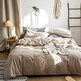 Sedefen Bettwäsche Set 135x200cm Baumwolle Khaki Taupe Einfarbig Premium Renforce Uni Einzelbett Bettbezug und 1 Kissenbezug 80x80cm mit Reißverschluss