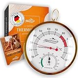ALPENHAUCH Sauna Thermometer Hygrometer [2in1 Funktion] - Besonders präzises Saunathermometer mit gehärtetem Glas