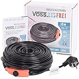 18m Frostschutz Heizkabel mit Knopf-Thermostat VOSS.eisfrei, 230V, Heizleitung Zum Schutz von Wasserleitungen und Weidetränken