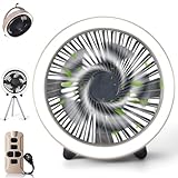 BXOXD Camping Ventilator mit LED & Fernbedienung 10400mAh, Wiederaufladbarer USB Ventilator mit Haken, Timer, Tischständer, Outdoor-Lüfter for Camping, Fishing, Power Outage, Hurricane, Travel
