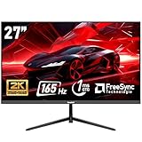 Gawfolk PC-Monitor 27 Zoll, 2K WQHD (2560 × 1440P), 165 Hz Gaming-Monitor, 1 ms Bezel-Less, 98 % sRGB, 178 ° Weitwinkel, HDMI, DisplayPort, kompatibel mit VESA100 x 100 mm Wandbefestigung – Schwarz