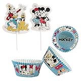 Dekora - Backformen Set | Muffin und Cupcake Formen Papier mit Cake Topper - 24 Backförmchen + 24 Toppers - Mickey & Friends