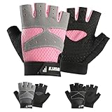 Mecmbj Fahrradhandschuhe Kinder, Reithandschuhe Kinder, Ultradünn, rutschfest, Atmungsaktiv, Fingerlose Sporthandschuhe, für Mädchen und Jungen Alter 5-7(Rosa)