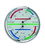 TFA Dostmann Analoges Sauna-Thermo-Hygrometer, mit Metallring, Temperatur, Luftfeuchtigkeit, ideal für die Sauna