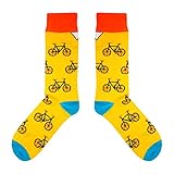 CUP OF SOX - Bikes/Fahrrad / Hipster - Socken in der Tasse - Herren und Damen Geschenksocken Freizeit Socken, Gelb, 41-44