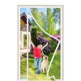 Fliegengitter Balkontür Magnet 100x200cm Magnetvorhang Insektenschutz Fliegenvorhang | 10 x Stärker als Normales HäLt Insekten Draußen Lässt Frische Luft Weiß