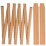 HOMURY 3 Stück 2M Holz Gliedermaßstab: Zollstock aus Natur Buchenholz, Premium Zollstock mit 10 Glieder, Gliedermaßstab mit Integrieter Stahlfeder und Metrische Skala(25 * 3.5 * 2cm)