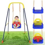 UISEBRT 3 in 1 Babyschaukel mit Rückenlehne und Anschnallgurt Indoor & Outdoor, Baby Schaukel Schaukelsitz Kinderschaukel Abnehmbar, für 6 Monate und älter, Mitwachsend Baby belastbar bis 90 kg