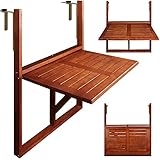 Casaria® Balkontisch klappbar wetterfest Holz FSC®-Zertifiziert 40kg Belastbarkeit 65x45cm Klapptisch Balkon Garten Tisch Geländer Terrasse Akazie