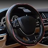 Flaconi Auto Lenkradbezug,Auto Zubehör,Lenkradbezug,Autozubehör Innenraum,Lenkradbezug Leder,Lenkradhüllen,Lenkradschutz in Universal Größe 37-39 cm,für die meisten Automodelle geeignet (Schwarz&Rot)