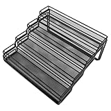Asixxsix Erweiterbarer Gewürzregal-Organizer, 4-stufiger Gewürz-Organizer mit Metallrahmenstruktur für Schrank, Arbeitsplatte, Schrank, Speisekammer