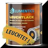 LUMENTICS Lack nachleuchtend Orange 250ml - Farbe leuchtet im Dunkeln - Selbstleuchtender Lack auf Acrylbasis - Leuchtlack phosphoreszierend, fluoreszierend, wiederaufladbar, geruchsarm