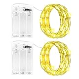 Gcstnn Lichterketten Batterie Timer, 2 Stück 3M 30LED Micro Fairy Lights IP65 Wasserdichte Kupferdraht für Zimmer Garten Krüge Flaschen Weihnachten Halloween In/Außen Deko DIY (Warmweiß)