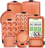 NutriChef 10-Teiliges Backformen Set – Backing Set – Backform Set inkl. Kuchenform, Backblech, Brotbackform, Muffinform, Muffinblech, Springform, Pizzablech, Backform Rund & Backform Rechteckig