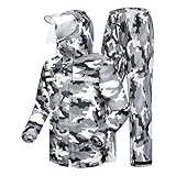 Regenanzug für Herren und Damen, Arbeitskleidung, Regenjacke, wasserdicht, 2-teilig, reflektierende Jacke + Überhose, #01-Grau, Large