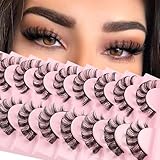 Cat Eye Falsche Wimpern Künstliche Natürliche Look Russian Strip Lashes D Curl Cateye Fake Lashes 3D Natural False Eyelashes 10 Paar Fluffy Katzenauge Hybrid Wispy Volumen Wimpern