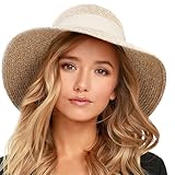 FURTALK Damen Sonnenhut UV-Schutz Strandhut Faltbar Sommerhut UPF 50+ Strohhut mit Breite Krempe