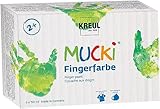 KREUL 2316 - Mucki leuchtkräftige Fingerfarbe, 6 x 150 ml in gelb, rot, blau, grün, weiß und schwarz, parabenfrei, glutenfrei, laktosefrei und vegan, auswaschbar, vermalbar mit Pinsel und Fingern