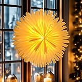 45CM Weihnachtsstern Beleuchtet, Faltstern Weihnachten,45CM Papiersterne zum Aufhängen, 3d Weihnachtsstern, Papiersterne Weihnachten, Papierstern Lampenschirm, für Fenster Dekoration, Weihnachten
