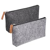 Partideal 2 Stück Filz Mäppchen,Multifunktions Federmäppchen,Briefpapier Beutel Kosmetiktasche mit Reißverschluss,für Stifte Bleistifte Leuchtmarker Andere Büro Schulbedarf