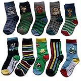 Lieblingsstrumpf24 10er Pack Kinder Socken Jungen Mädchen Baumwolle Öko-Tex Standard 100 (27-30, Trecker-Tier Mix)