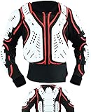 Texpeed - Kinder Motorradjacke Motocross jacke mit Rückenprotektor für sportliche Aktivitäten - Motorrad Enduro Brustschutz - Rot Weiß Schwarz - 10 Jahre