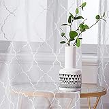 MIULEE 2er Set Voile Marokko Vorhang Gardinen Sheer mit Ösen Transparente Optik Vorhänge Ösenschal Wohnzimmer Fensterschal Luftig Lichtdurchlässig Dekoschal für Schlafzimmer 225 x 140cm (H x B)